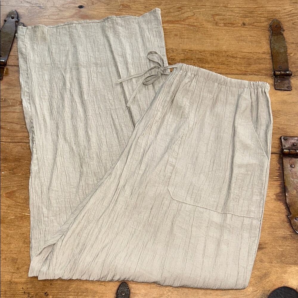 Woman’s Zara Palazzo Lightweight Pants Tan Size X-Large - Picture 2 of 6